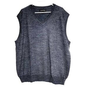 Kenneth Roberts XXL 100% Wool V-neck Sweater Vest Gray